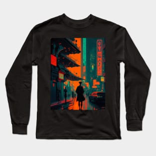 Cyberpunk neon city Long Sleeve T-Shirt